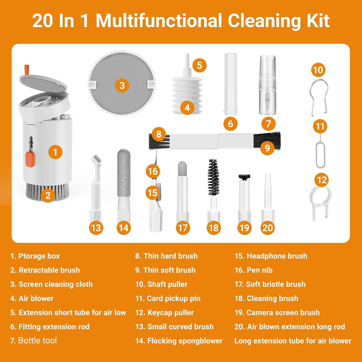 Keyboard Cleaning Kit 20 in 1 Keyboard Cleaner Multifunctional Desk Gadgets