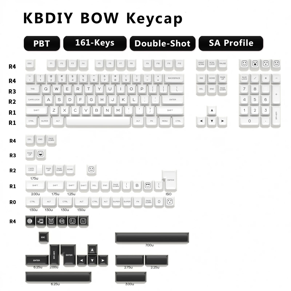 Keyboard Keycaps Set PBT Rome Keycaps Custom Retro Double Shot SA Profile ISO 7U 161 Keys Caps for MX Switches GMK67 K500