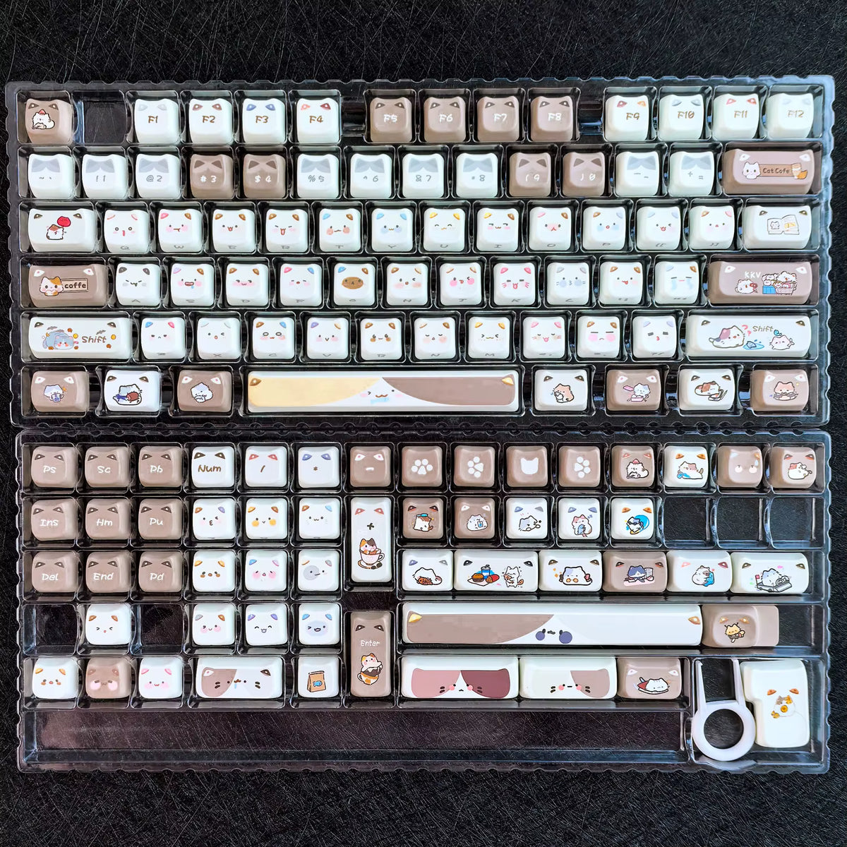 Cute Cat PBT Keycap Set – MAO Profile, Side-Printed Design