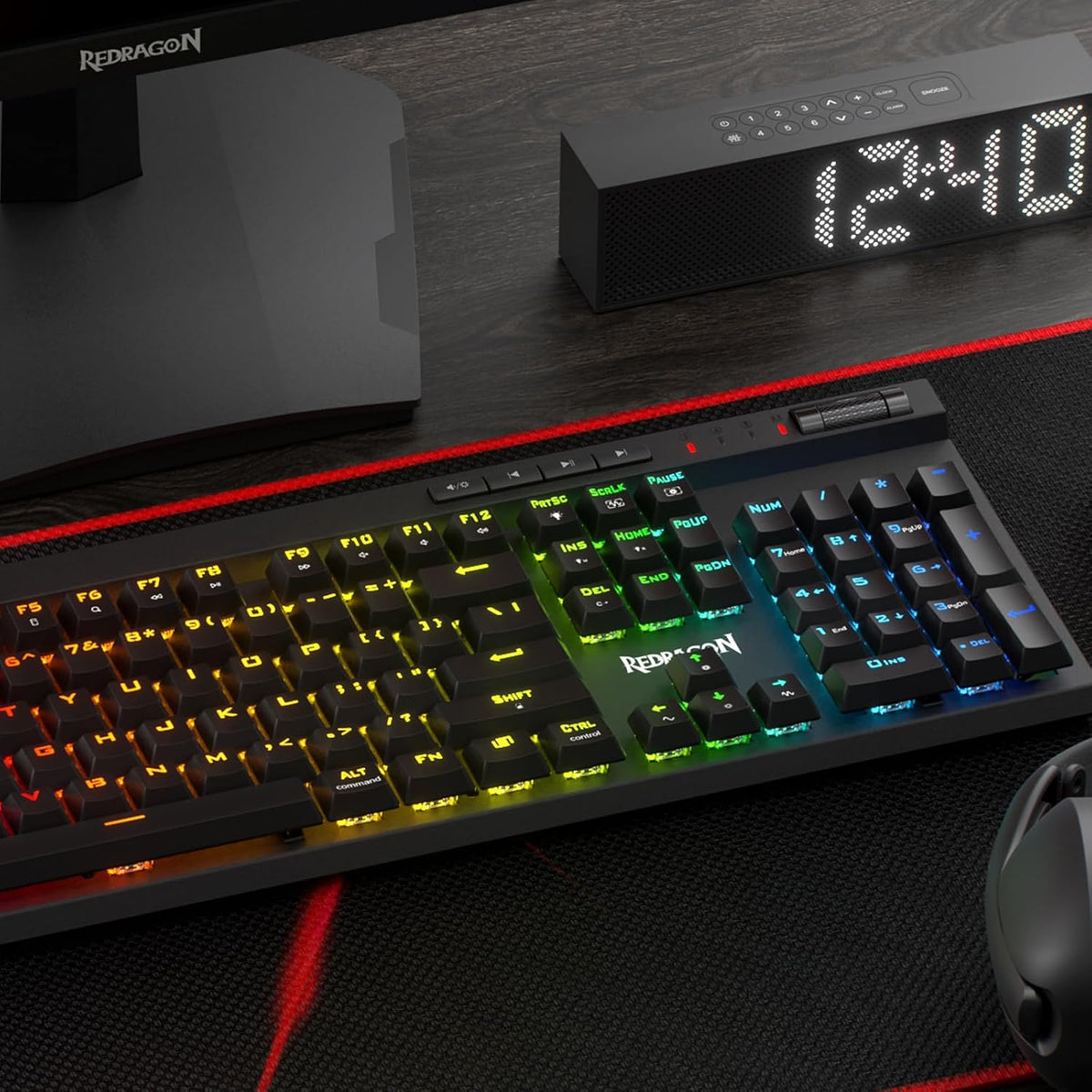 K580 PRO Wireless RGB Gaming Keyboard, 3-Modes 104 Keys Mechanical Keyboard W/Hot-Swap Socket, Dedicated Media Controls & Onboard Macro Recording, Linear Red Switch