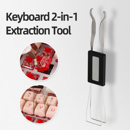 RUNJRX Keycap Puller Switch Puller Stainless Steel Keycap Removal Tool with 200 Pcs O-Ring Keyboard Dampeners for Mechanical Keyboard Mx Switch