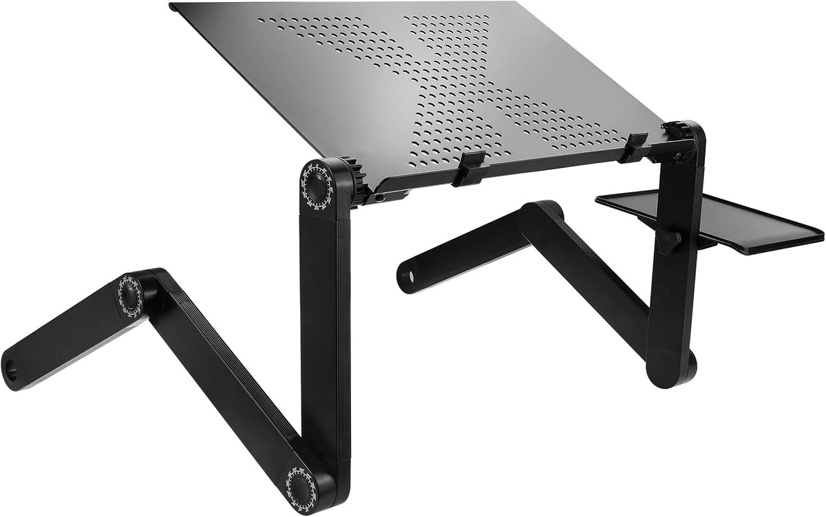 Folding Laptop Stand Standing Desk Converter Laptop Bed Table Riser Tray Holder for Couch Sofa Lapdesk Laptray Height Adjustable Portable with Legs Mouse Pad Black
