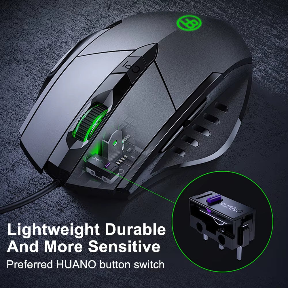 Wired Mouse, 7200 DPI, Ergonomic Gaming Mouse, High Performance Computer Gaming Mouse with 6-Button, RGB, for Laptop PC Desktop