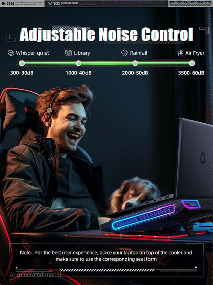 V10 Gaming Laptop Cooling Pad, RGB Laptop Cooler Stand