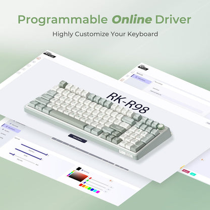R98 Pro Gaming Keyboard, 96% Wired Mechanical Keyboard Creamy RGB with Number Pad and Volume Knob, Gasket Mount, MDA Profile US Layout PBT Keycaps, Hot Swap Pre-Lubed Tactile Switch