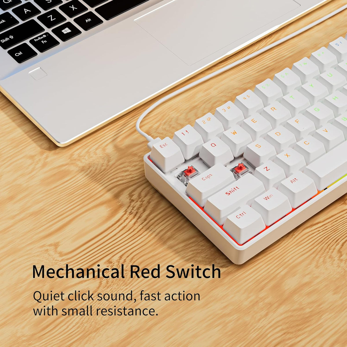 GM611 Gaming Keyboard,60% Percent Mechanical Keyboard Red Switches