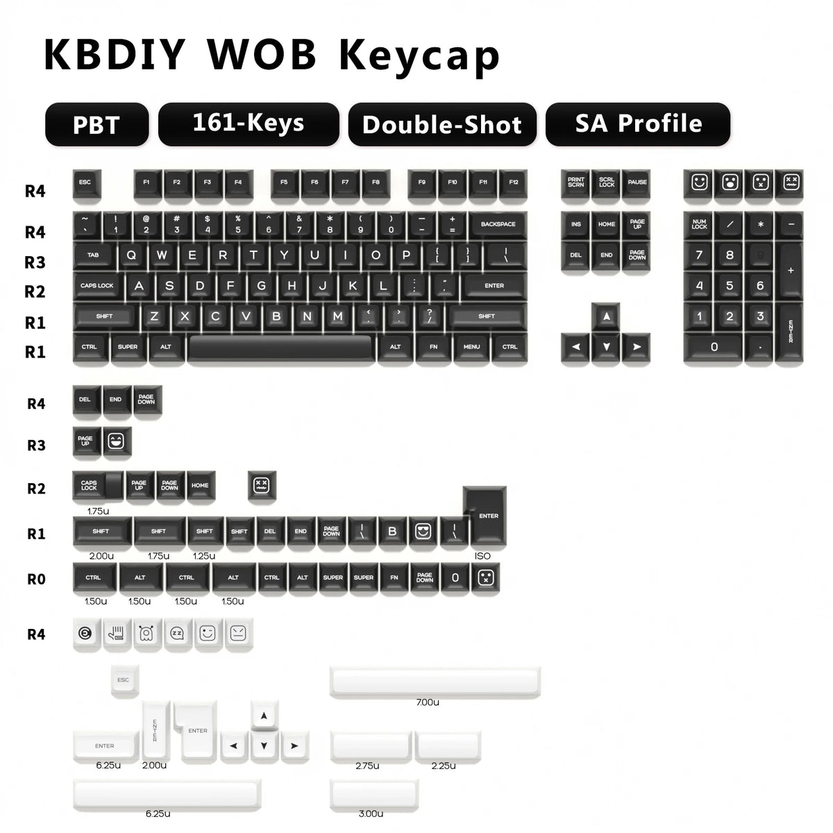 Keyboard Keycaps Set PBT Rome Keycaps Custom Retro Double Shot SA Profile ISO 7U 161 Keys Caps for MX Switches GMK67 K500