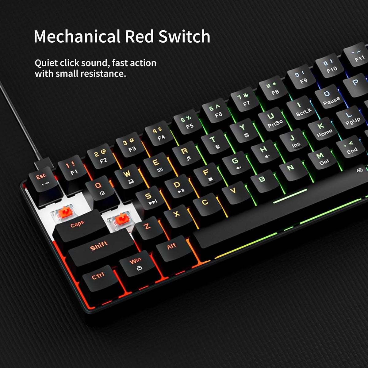 GM611 Gaming Keyboard,60% Percent Mechanical Keyboard Red Switches