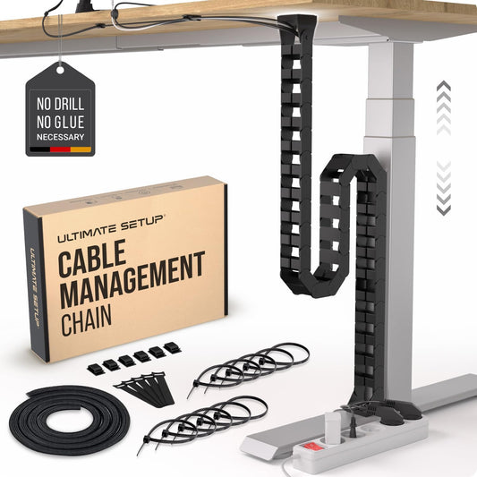 Standing Desk Cable Management – Magnetic Cable Spine, 133 Cm, Black