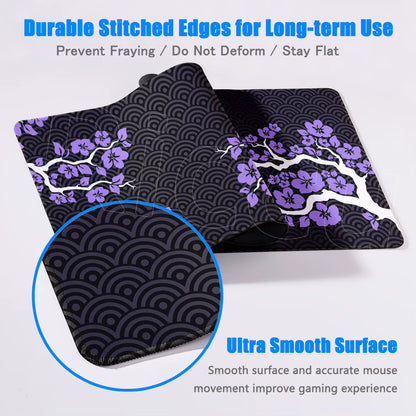 120X60Cm Large Mouse Pad Sakura Gamer Mousepad XXXL Mouse Mat Pc Accessories Rubber Desk Mat Purple Cherry Blossom Keyboard Mats
