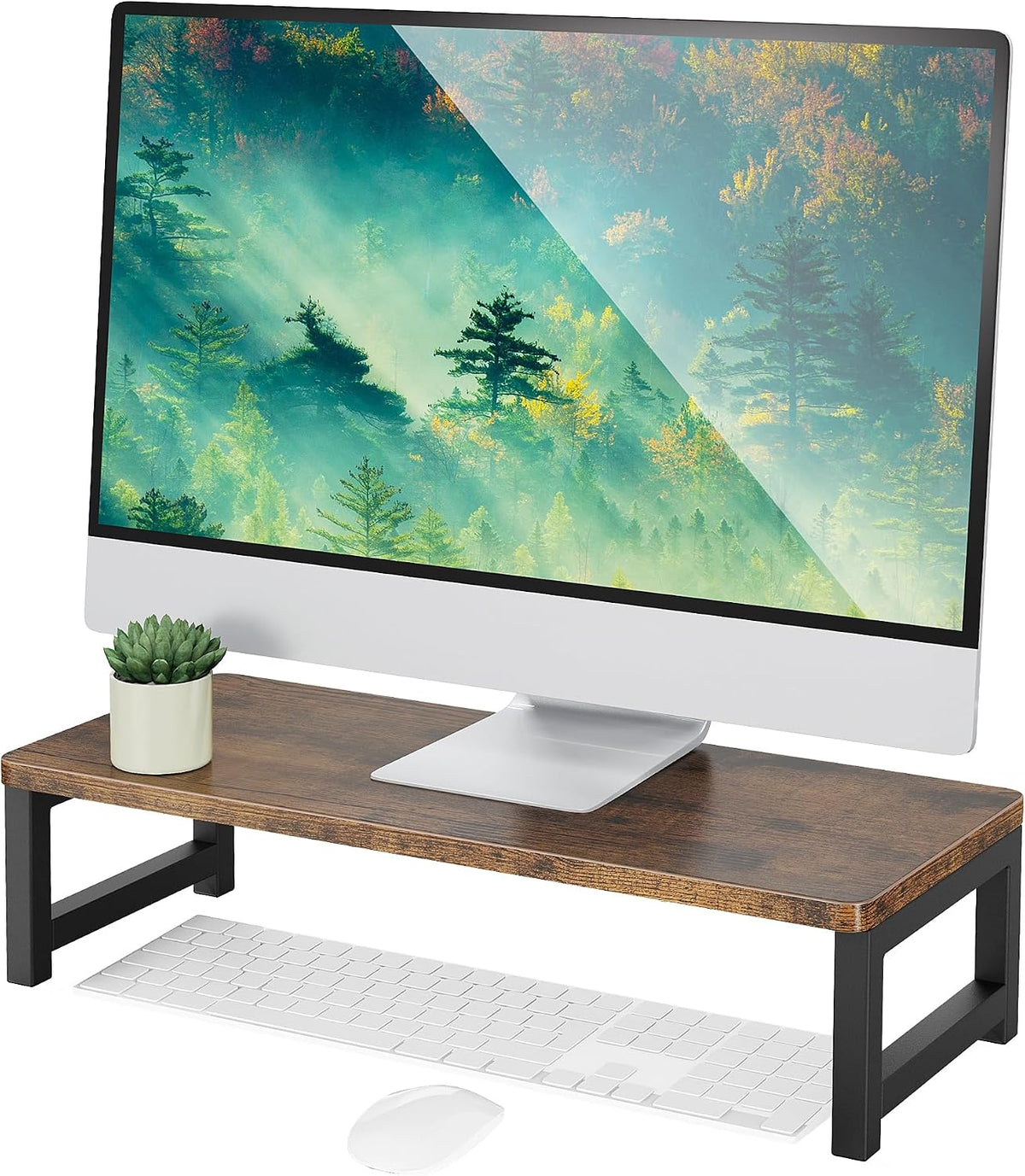 Wood Monitor Stand Riser, Computer Screen Riser for Office 55X23X14Cm