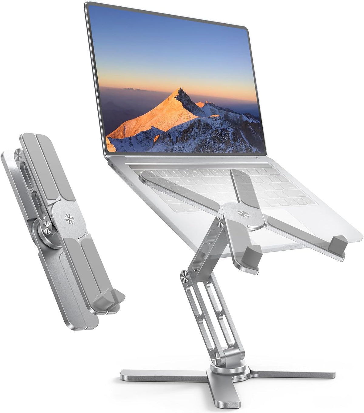 Laptop Stand for Desk, 360° Rotating Laptop Riser, Silver