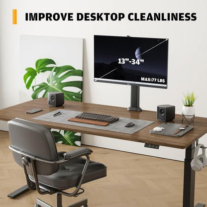 Single Desk Monitor Arm Mount Stand Fit for 13 Inch to 32 Inch Flat Curved Computer Screen with Swivel, Height Adjustable, Rotation,Holds up to 35KG, Black