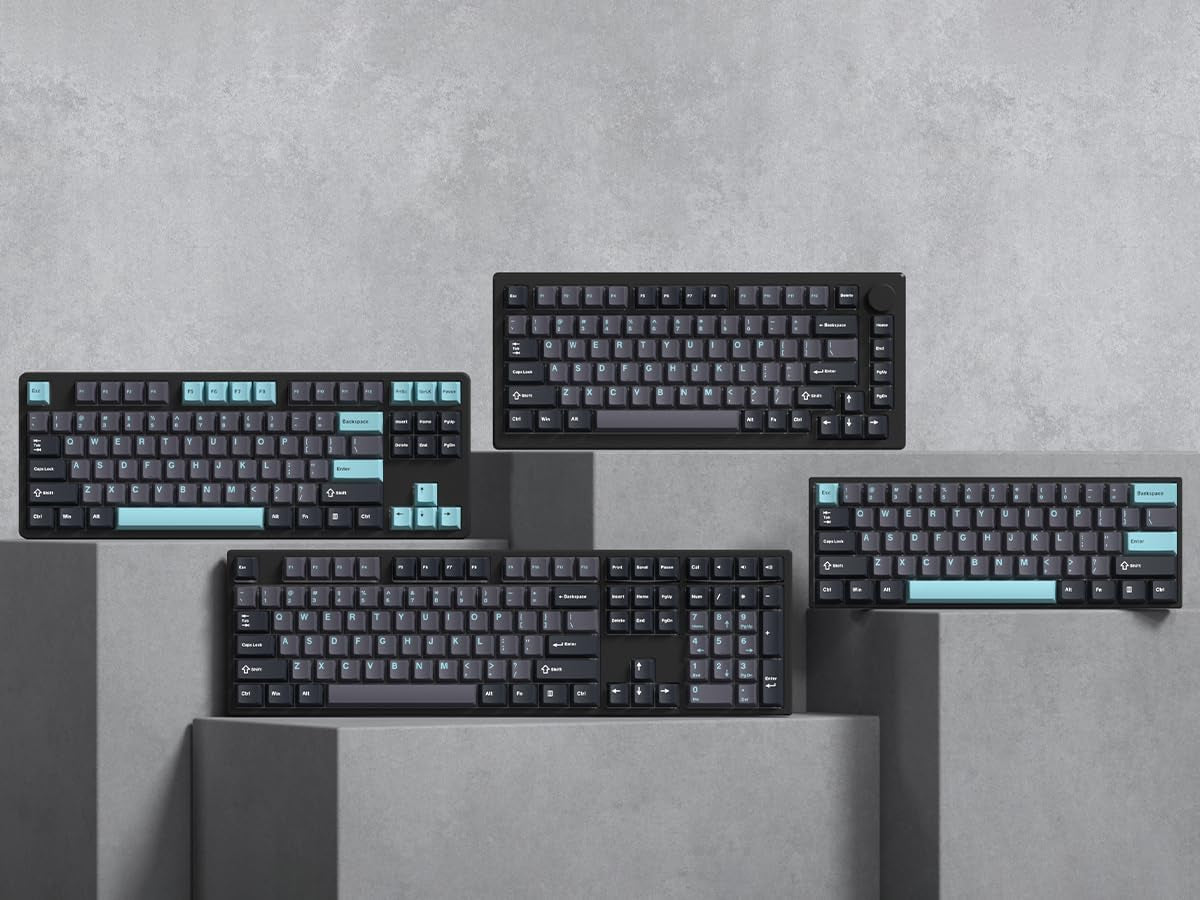 Double Shot PBT Keycaps Set, Custom Keyboard Keycaps,189 Key Full Set,Isa Profile Keycaps for 60% 65% 70% 100% MX Switches Mechanical Keyboard(Grey/Dark Blue,Only Keycaps)
