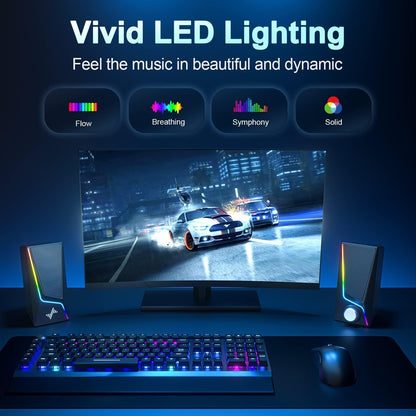 PC Speakers for Desktop, Computer Speakers with RGB Lighting