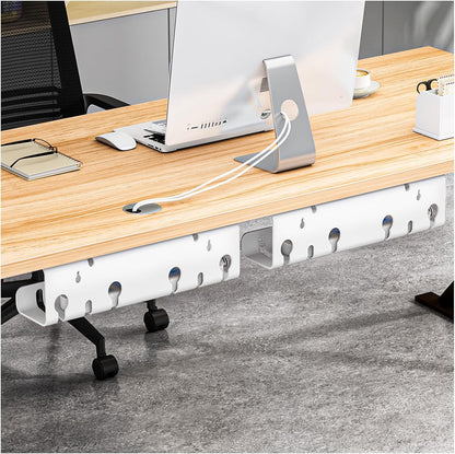 2-Pack Metal under Desk Cable Management Trays 44Cm White