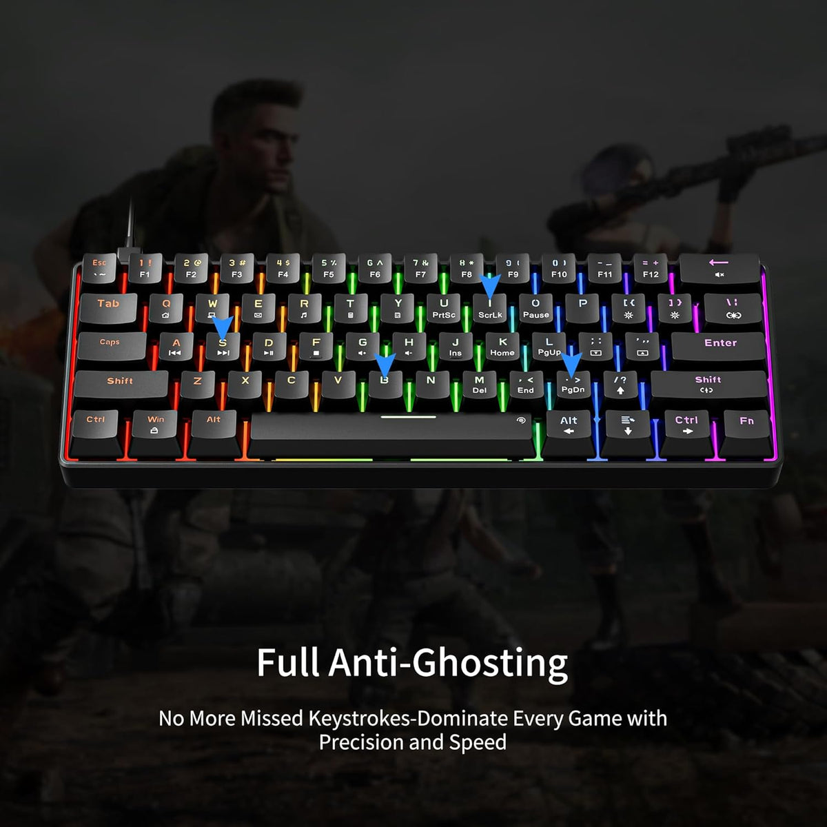GM611 Gaming Keyboard,60% Percent Mechanical Keyboard Red Switches