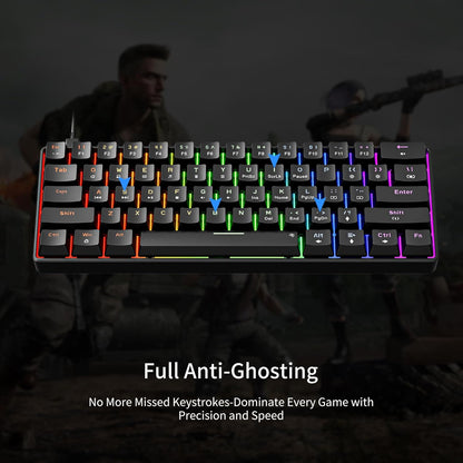 GM611 Gaming Keyboard,60% Percent Mechanical Keyboard Red Switches