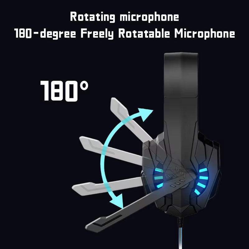 A7 Headphones Wired Gaming Headset Earphones Music for Computer with Mic Headset Stereo Svirtual Surround Bass LED Light Gamer
