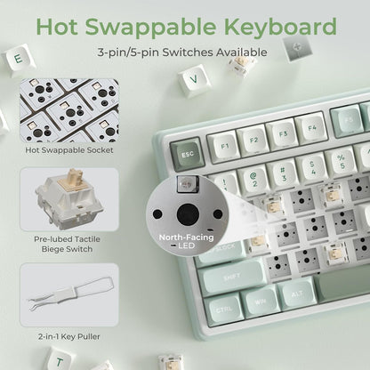 R98 Pro Gaming Keyboard, 96% Wired Mechanical Keyboard Creamy RGB with Number Pad and Volume Knob, Gasket Mount, MDA Profile US Layout PBT Keycaps, Hot Swap Pre-Lubed Tactile Switch