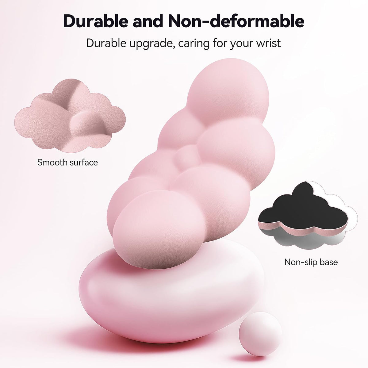 Cloud Wrist Rest Keyboard Set, Memory Foam & PU Leather,Light Pink
