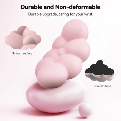 Cloud Wrist Rest Keyboard Set, Memory Foam & PU Leather,Light Pink
