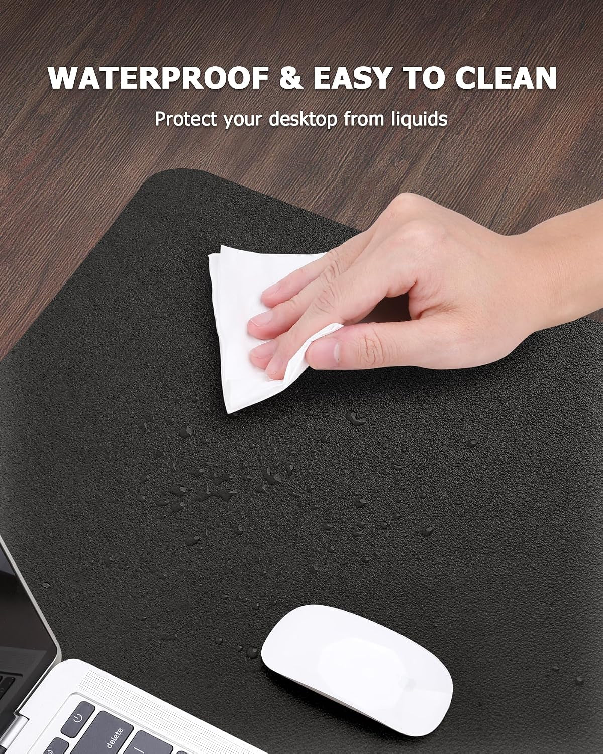 Leather Desk Mat, Mouse Pad & Laptop Mat Black 80X40 Cm