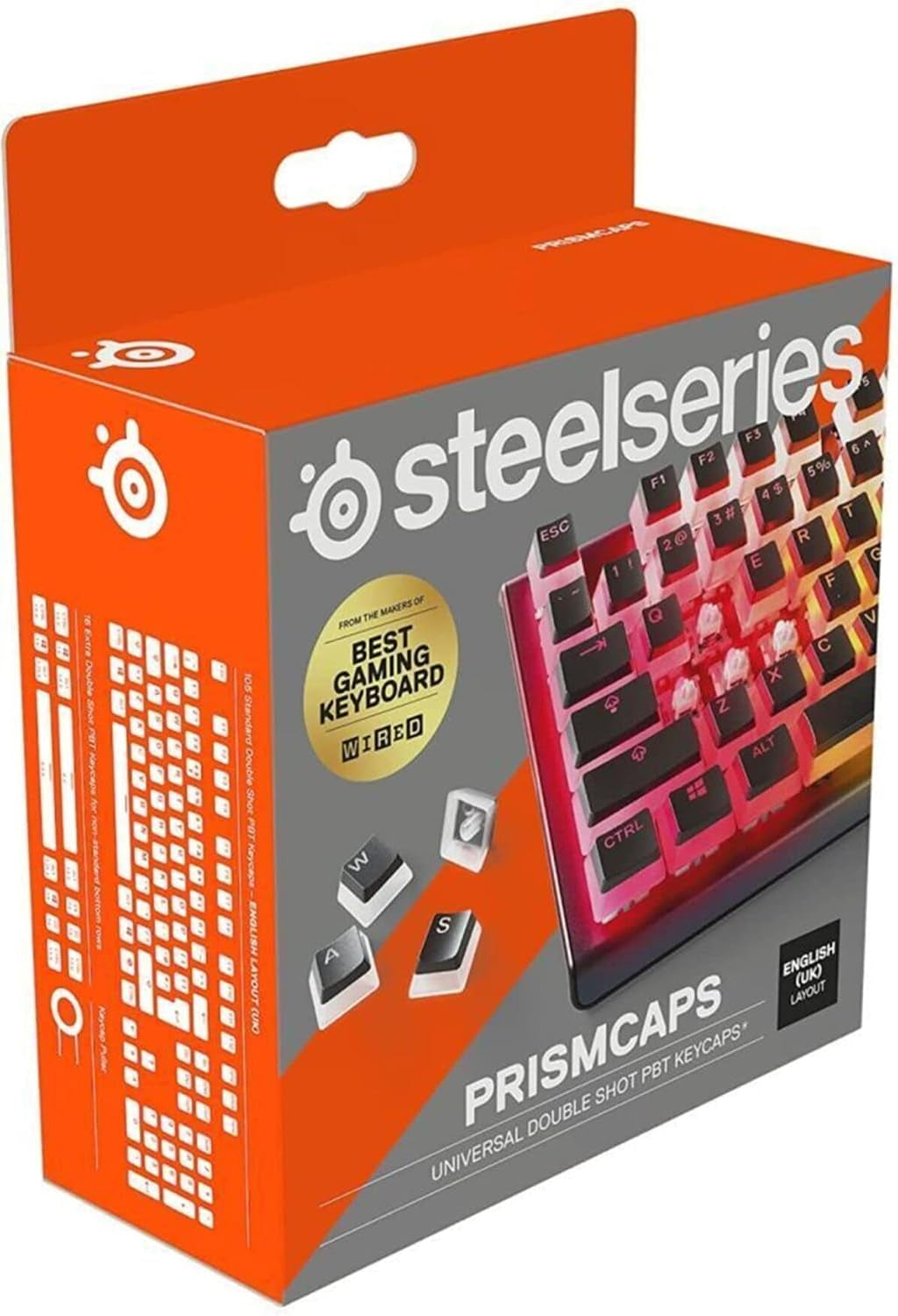 Prismcaps – Double Shot Pudding-Style Keycaps – Durable PBT Thermoplastic – Compatible with Most Mechanical Keyboards – MX Stems – Black (UK Layout)