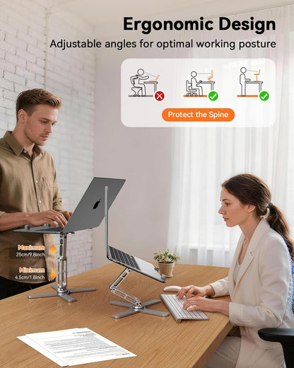 Laptop Stand for Desk, 360° Rotating Laptop Riser, Silver