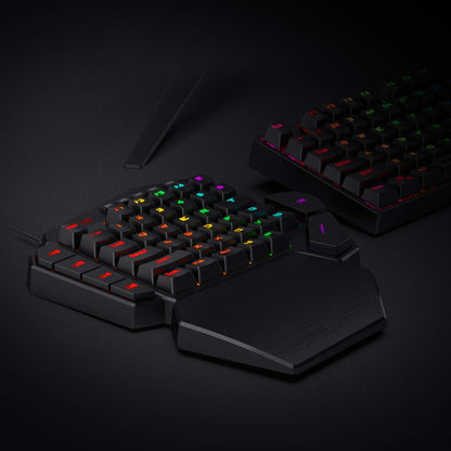 K585 DITI One-Handed RGB Mechanical Gaming Keyboard, Brown Switches, Type-C Professional Gaming Keypad with 7 Onboard Macro Keys, Detachable Wrist Rest, 42 Keys