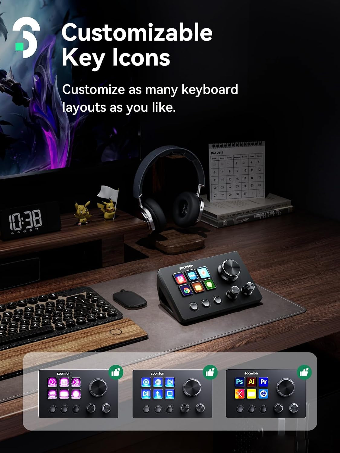 Stream Controller Studio Deck 6 Macro Keys, 4 Dials, 3 Buttons