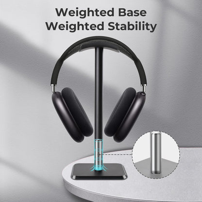 Headphones Stand [Weighted Base & Taller Height] Headset Holder Stand, Universal Headset Desk Hook for All Gaming Headset/Desktop Earphones