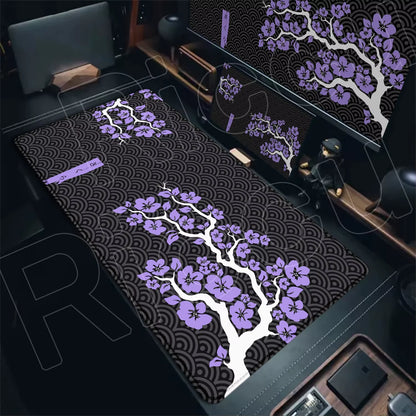 120X60Cm Large Mouse Pad Sakura Gamer Mousepad XXXL Mouse Mat Pc Accessories Rubber Desk Mat Purple Cherry Blossom Keyboard Mats