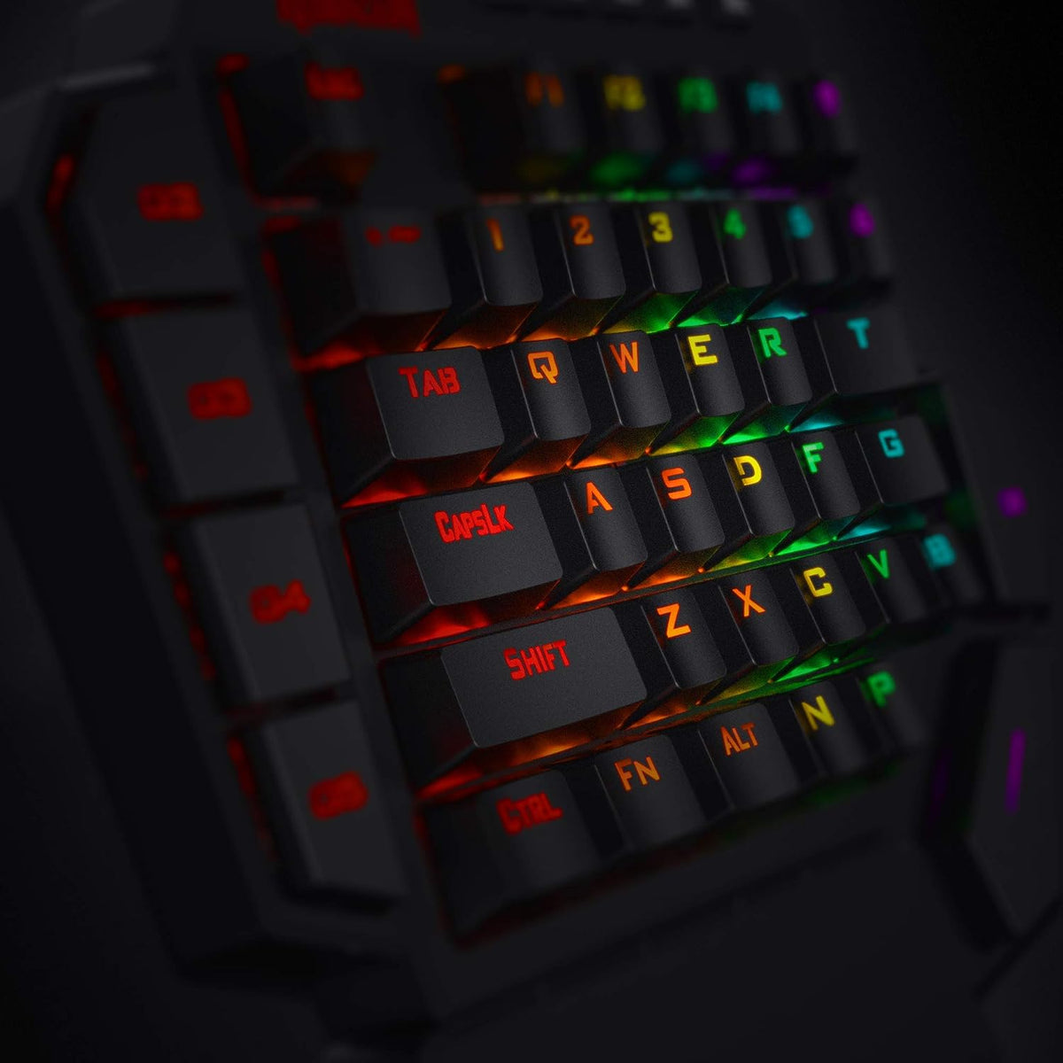 K585 DITI One-Handed RGB Mechanical Gaming Keyboard, Brown Switches, Type-C Professional Gaming Keypad with 7 Onboard Macro Keys, Detachable Wrist Rest, 42 Keys