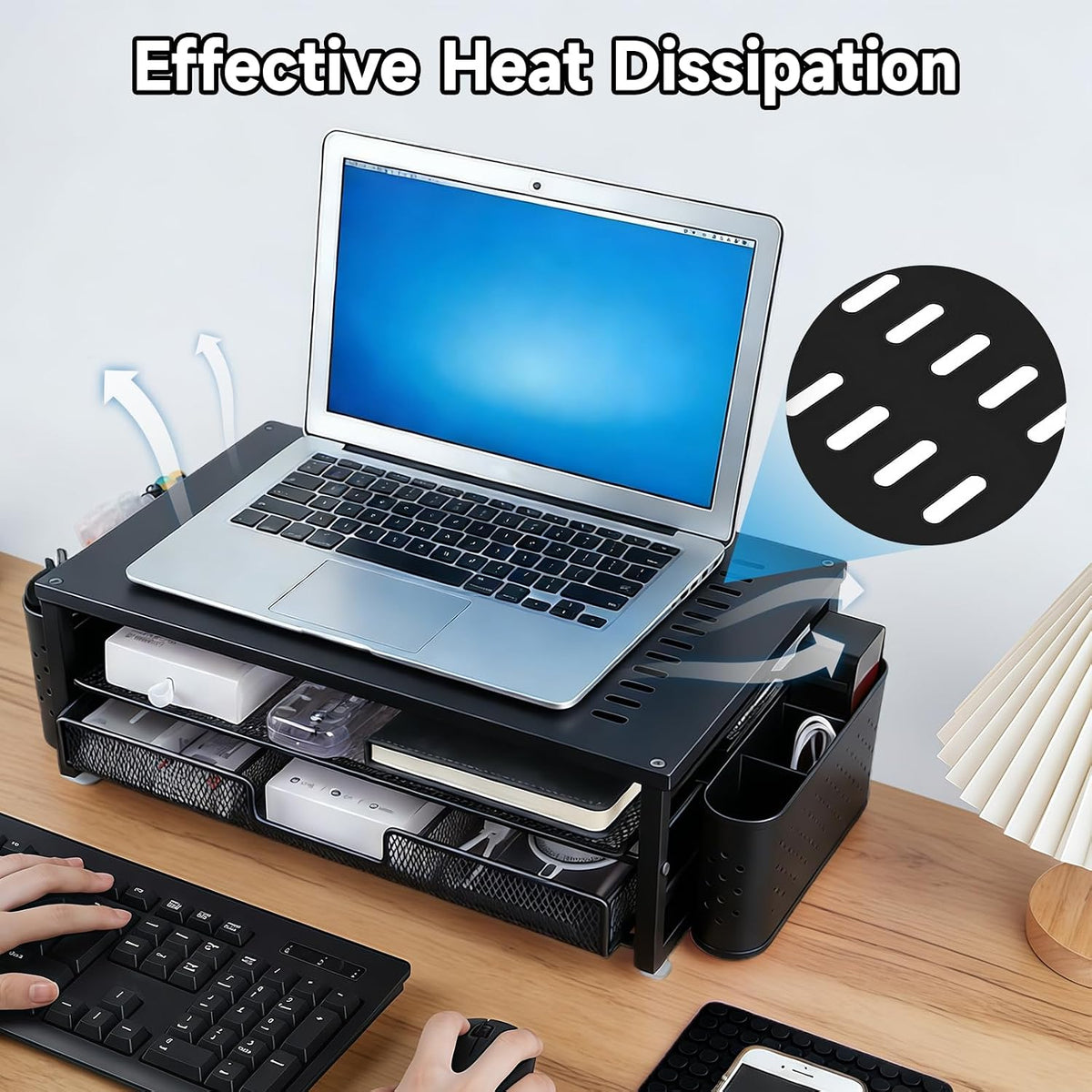 Monitor Stand Riser with Storage, Desk Monitor Stand with Drawer