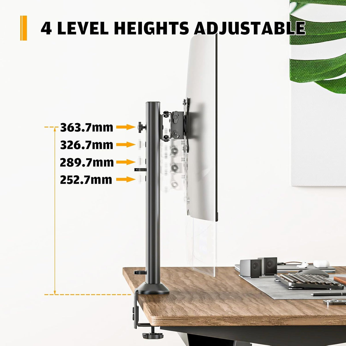 Single Desk Monitor Arm Mount Stand Fit for 13 Inch to 32 Inch Flat Curved Computer Screen with Swivel, Height Adjustable, Rotation,Holds up to 35KG, Black