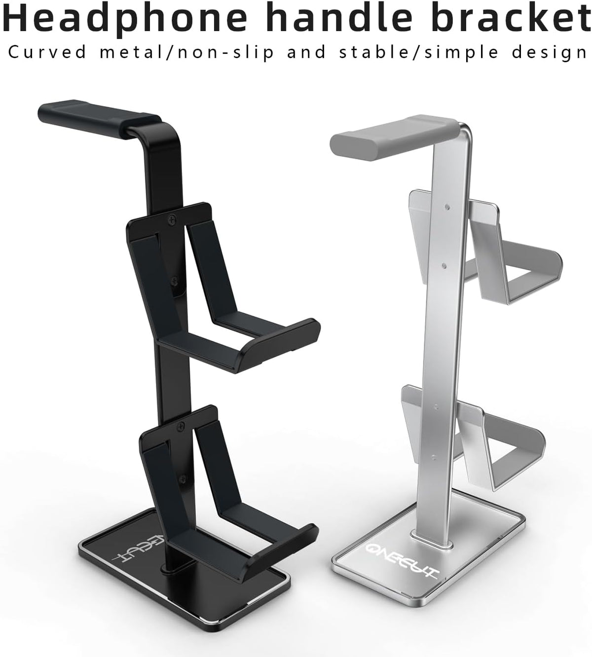 3In1 Headphone Holder Game Controller, Gaming Headset Stand, Dual Headphone Holder with Base (Black)
