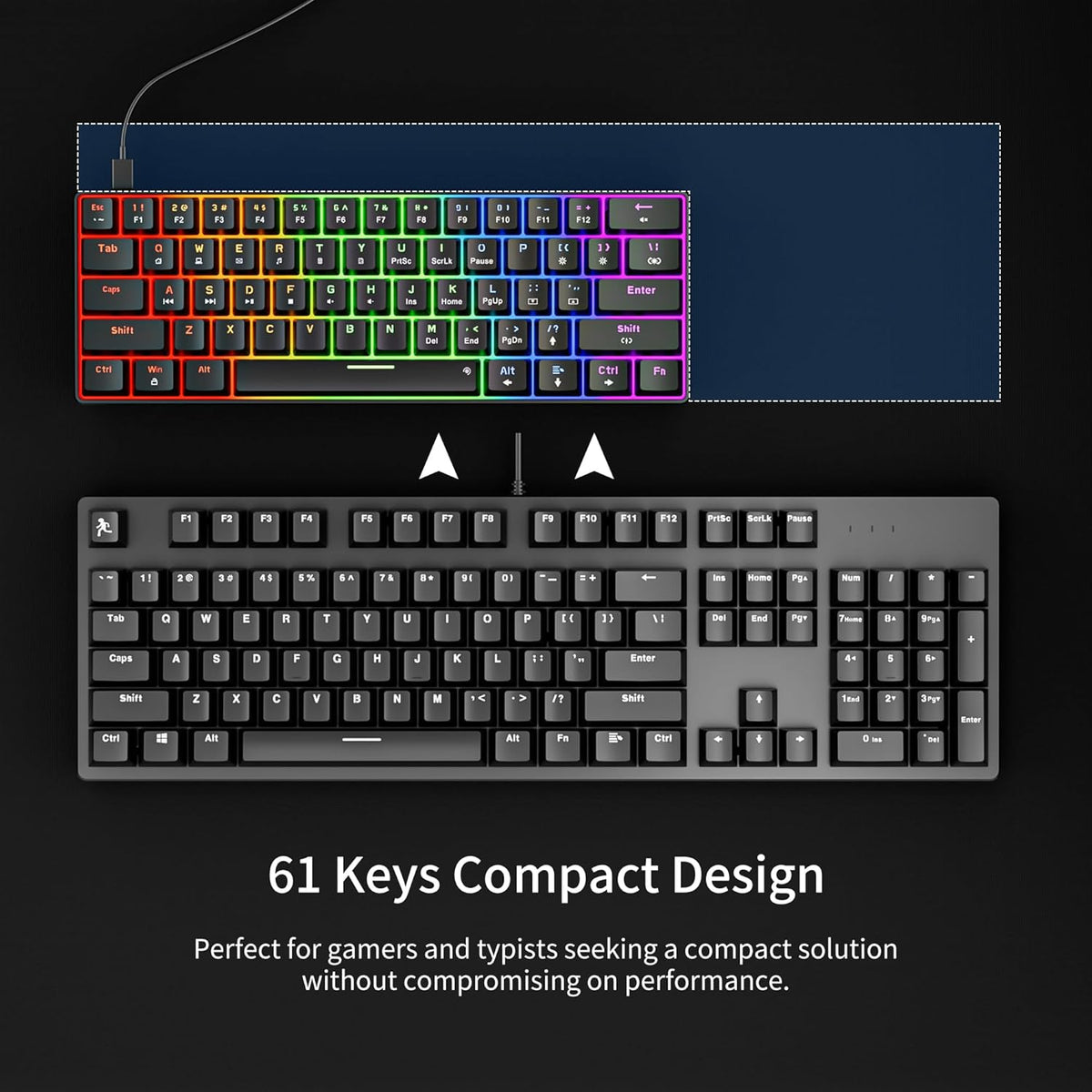 GM611 Gaming Keyboard,60% Percent Mechanical Keyboard Red Switches