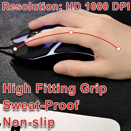 RGB Wired Computer Mouse, USB Wired Optical Mouse for Home and Office, 1000 DPI Accuracy, Optical Tracking, Easy Buttons, Ambidextrous Design, and Scroll Wheel, Compatible with Laptops, and Windows