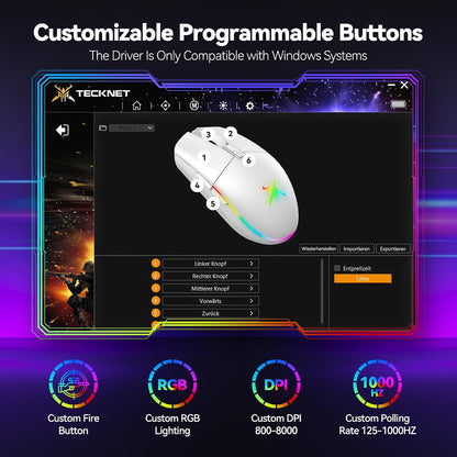 RGB Wireless Gaming Mouse 8000 DPI 6 Button, Wireless & Wired Mode