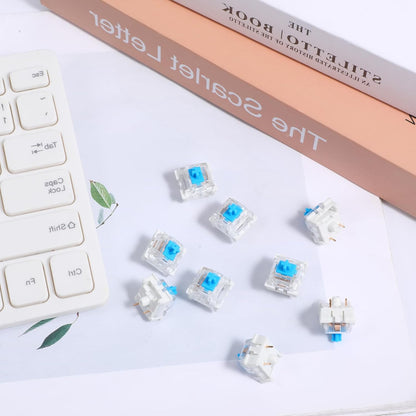 12 Pieces Blue Mechanical Keyboard Switches, 3 Pin Pre-Lubricated Clicky Key Switches, Dustproof and Waterproof Keyboard Accessories for Mechanical Gaming Keyboard