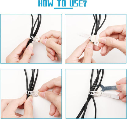 80 Pack White Cable Clips,Self Adhesive Cable Management Ties