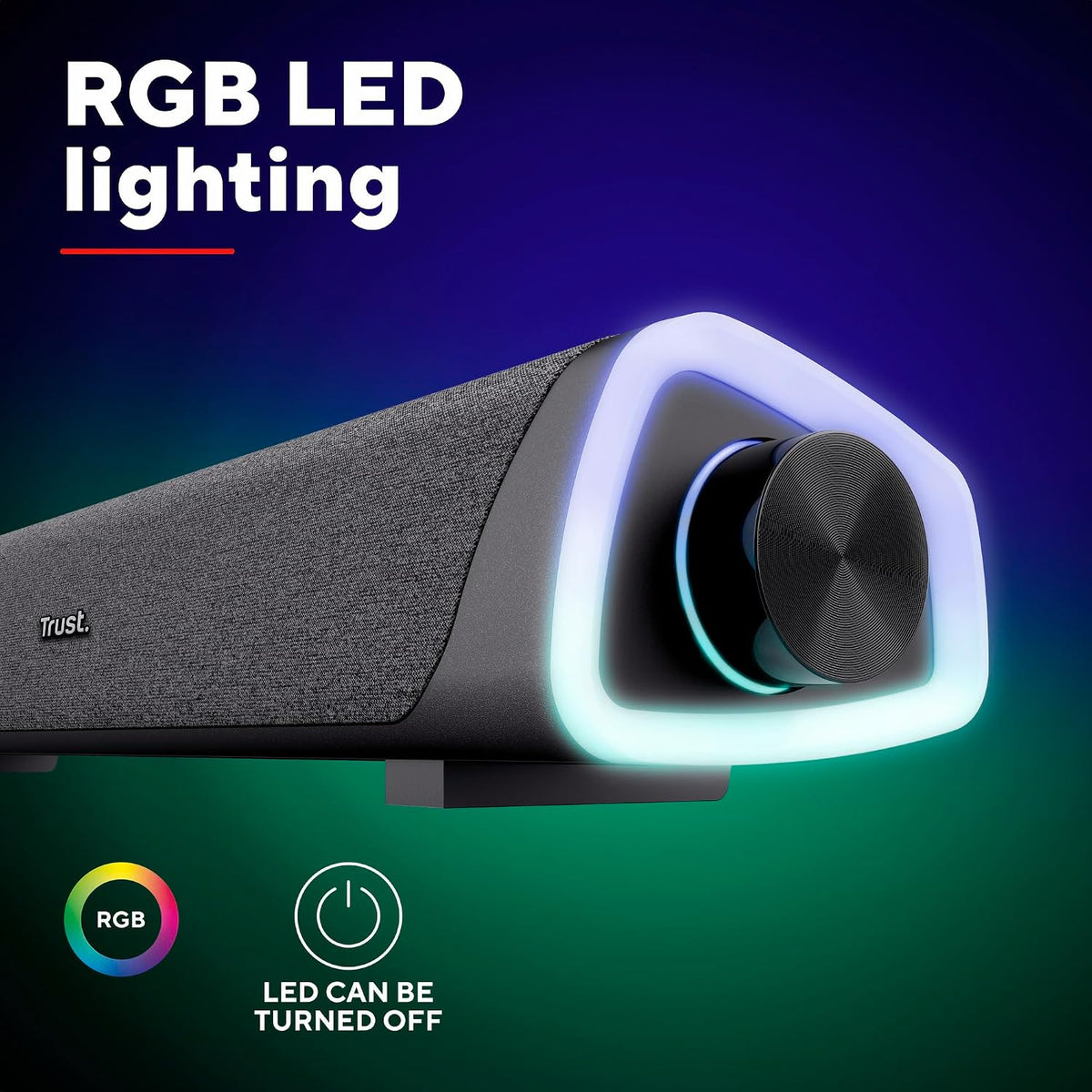 Liro Soundbar PC Speaker 12W with RGB LED Lights, Black