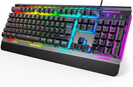 Gaming Keyboard, Kraken Rainbow LED Backlit Gaming Keyboard and Mouse Set, UK Layout, Water-Resistant Design