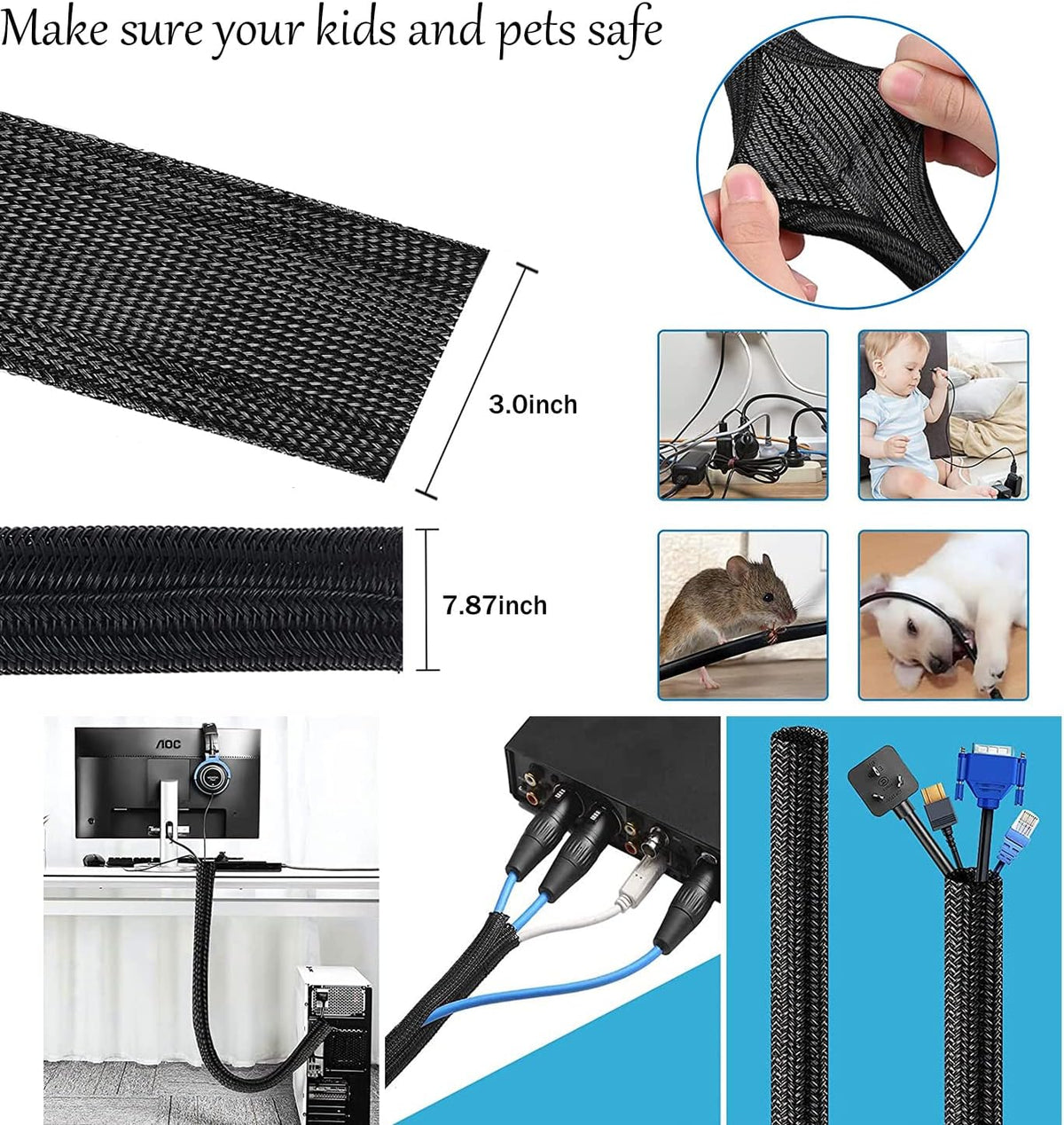 Cable Management, 142Pcs Cable Tidy Organiser for Home Office under Desk