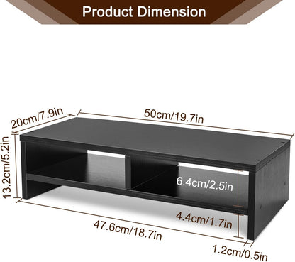 Wood Monitor Desk Stand Riser,2 Tiers Computer Monitor Riser Black