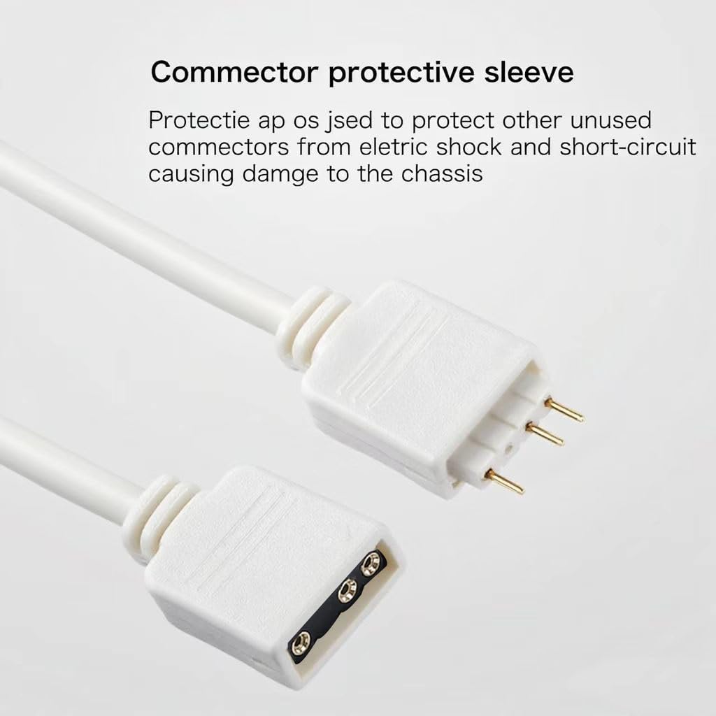 2 Pcs 3 Pin ARGB Extension Cable 5V 1 to 4 Splitter Cable Female to Female ARGB Fan Splitter for Computer Cases, CPU Coolers and 5V Fans(30Cm, White)