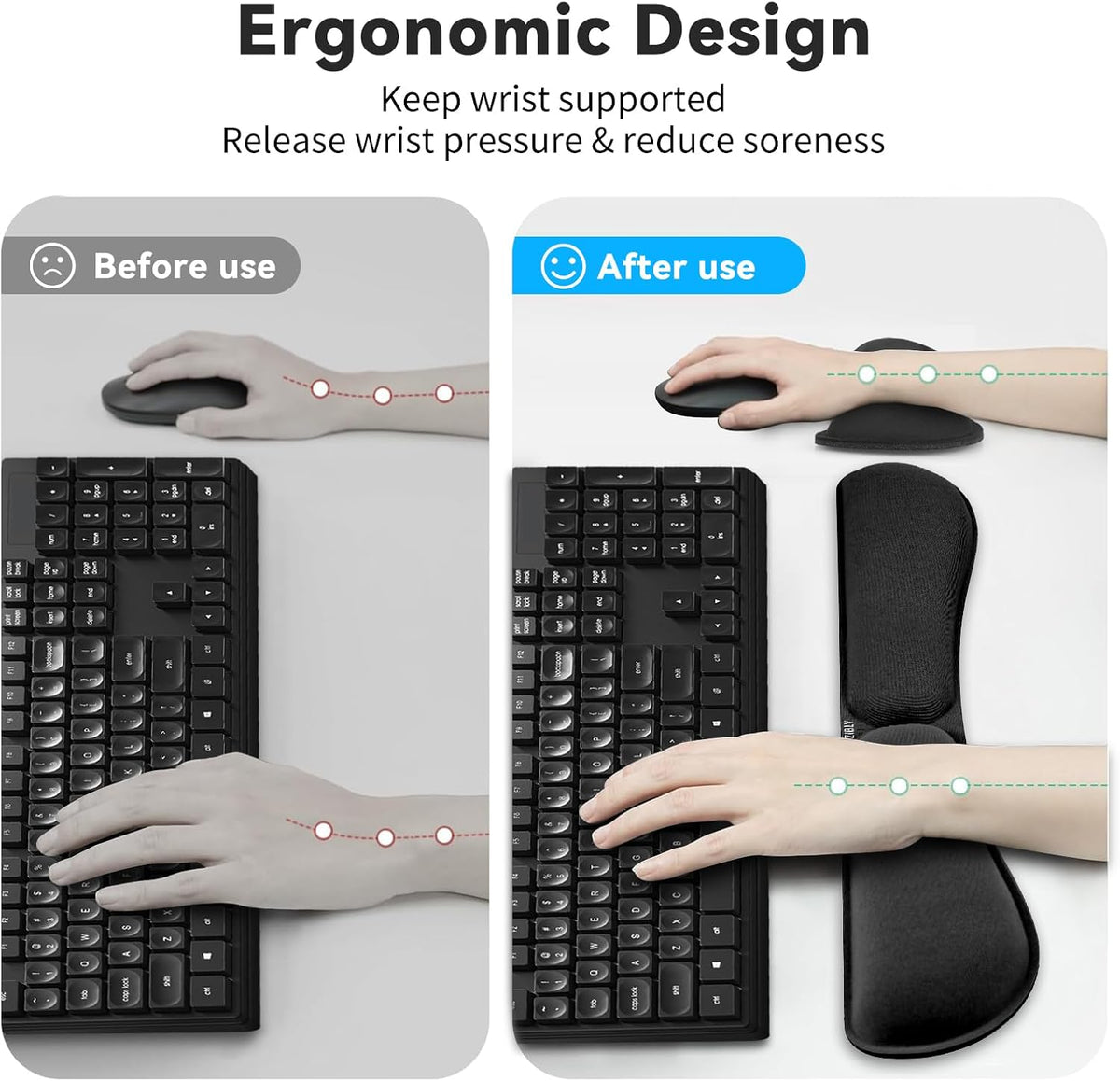 Keyboard Wrist Rest - Anti-Skid Non Slip Ergonomic Wrist Support for Keyboard - Easy Typing, Pain Relief - Wrist Rest Keyboard Premium Memory Foam for Work from Home Gaming Computer Laptop