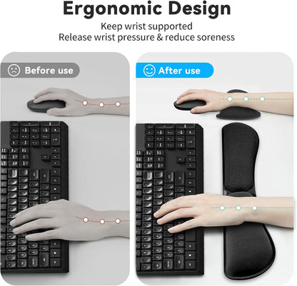 Keyboard Wrist Rest - Anti-Skid Non Slip Ergonomic Wrist Support for Keyboard - Easy Typing, Pain Relief - Wrist Rest Keyboard Premium Memory Foam for Work from Home Gaming Computer Laptop