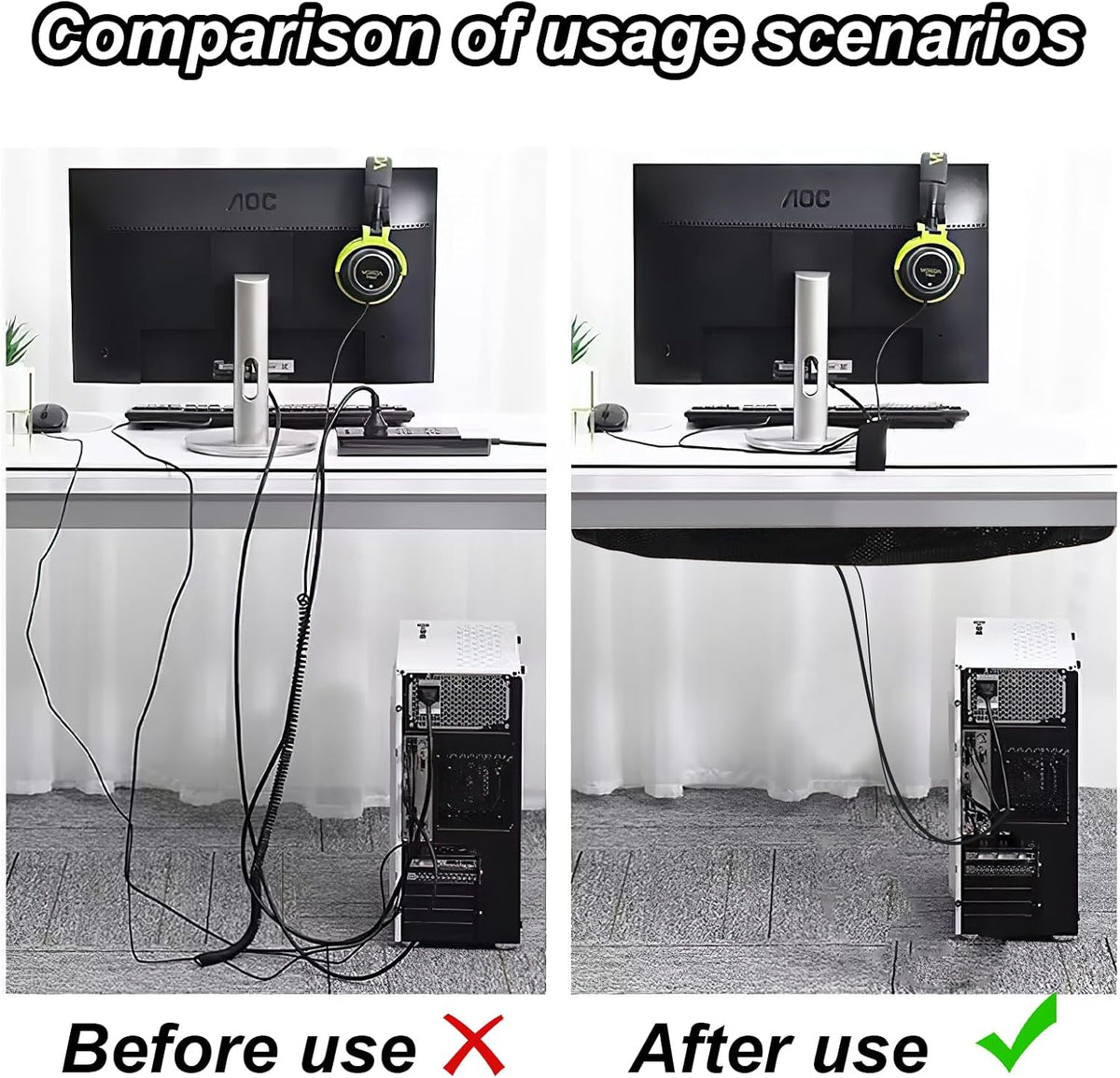 8 Holes under Desk Cable Management, Cable Management under Desk